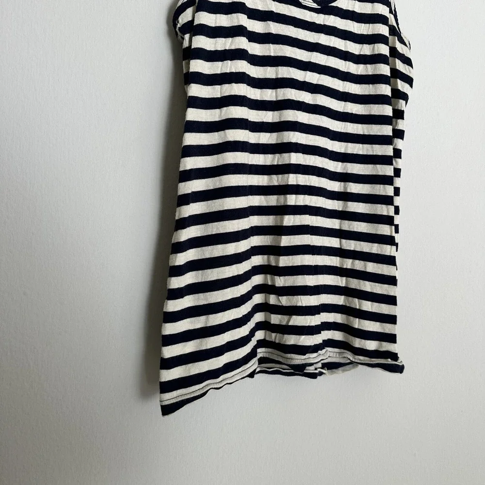 J.Crew Women's XS Striped Cotton Girlfriend Tank Top, White Navy Cotton‎